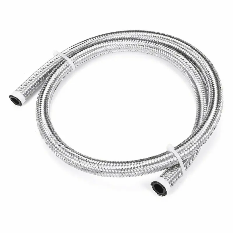 1 Foot An8 Stainless Steel Braided Fuel Gas Oil Line Hose -8An Silver 1