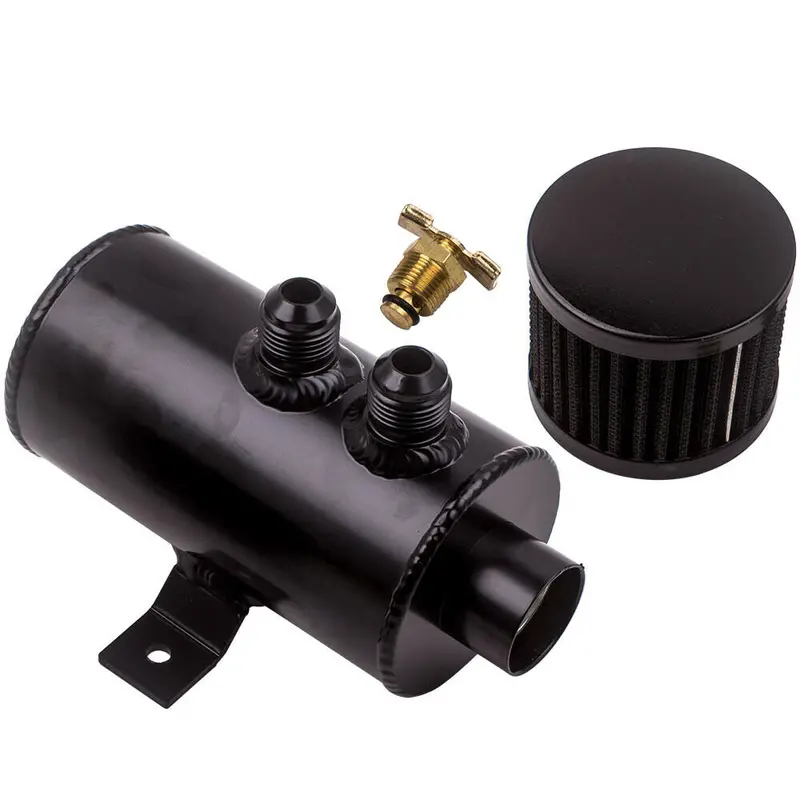 10An 0.75L Oil Catch Can Tank W/ Breather Filter Baffled Polished Aluminum 750Ml 1
