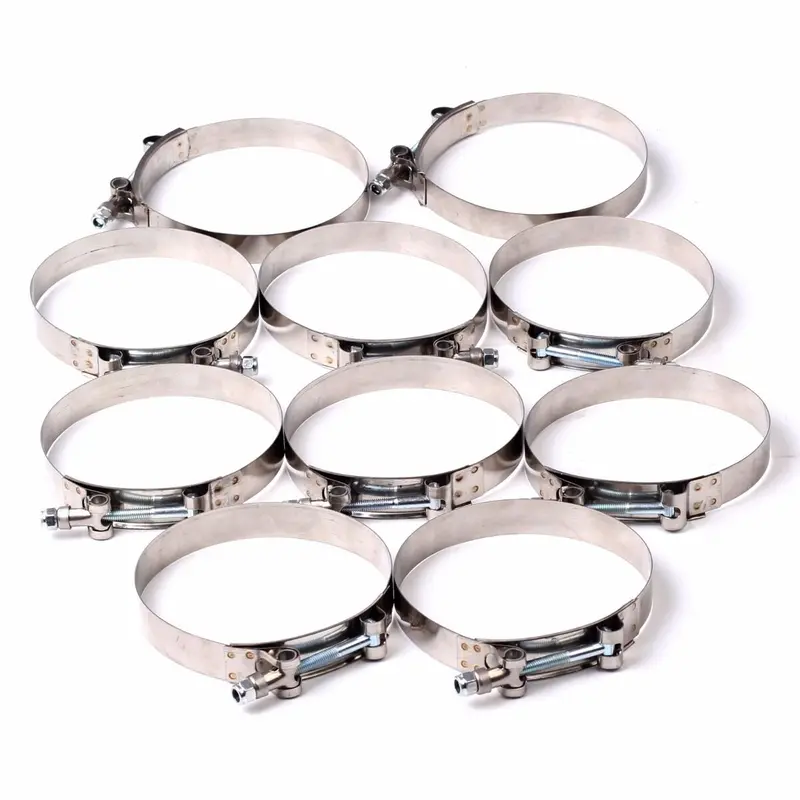 10Pcs 63Mm -71Mm Stainless Steel T-Bolt Clamp For Id:2.25" 57Mm Silicone Hose 1