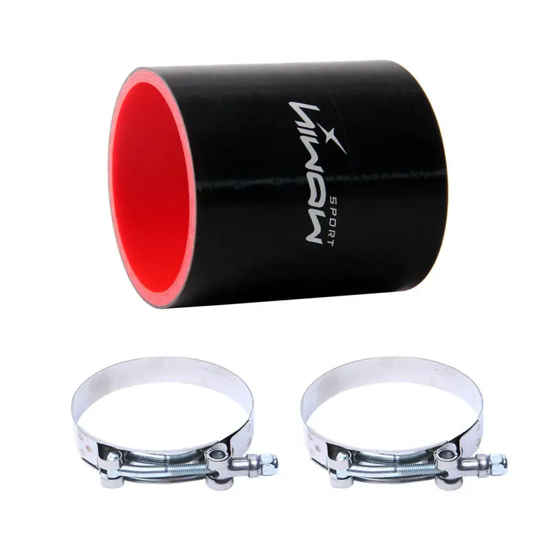 2.5" 63Mm Turbo Intake Intercooler Piping Silicone Hose 4 Ply T Clamp Black Red 1