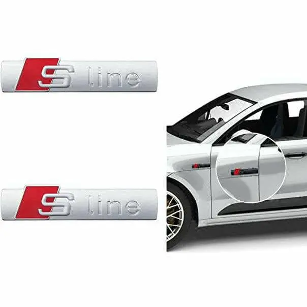 2 Logo Audi S-Line Emblème En Métal Gris Mat 7Cm 1