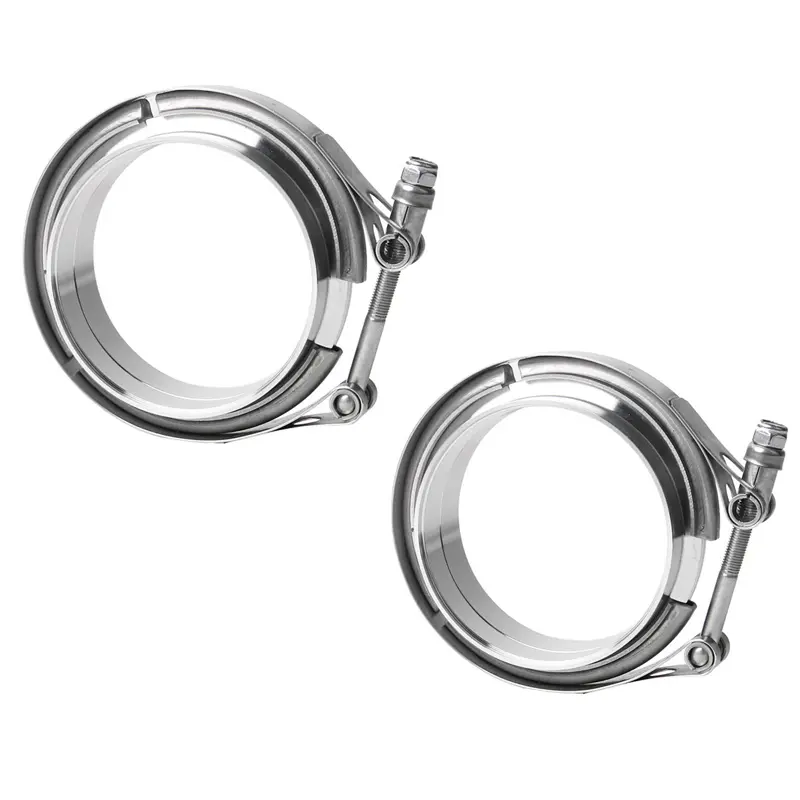 2 X 2.5" V-Band Flange & Clamp Kit For Turbo Exhaust Downpipes Stainless Steel 1