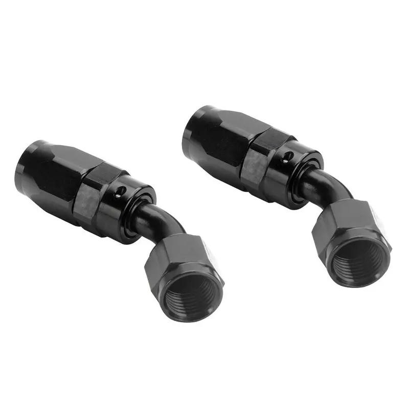 2Pc Universal 45 Degree 45° Swivel Hose End Fitting Adaptor An10 -10An Black 1