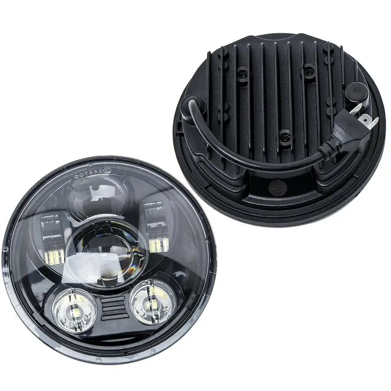 2Pcs 5.75 In. Round Led Headlights In Black Hi/Lo Beam For Motorcycle Bike 1