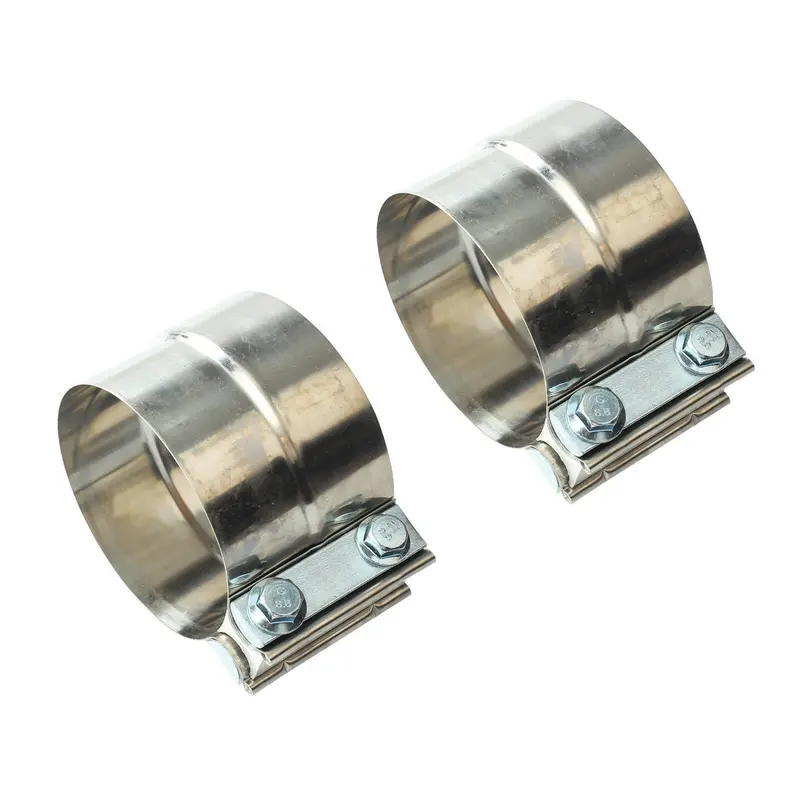 2X 2.5" Stainless Steel Lap Joint Exhaust Clamp For Catback Muffler Pipe 1