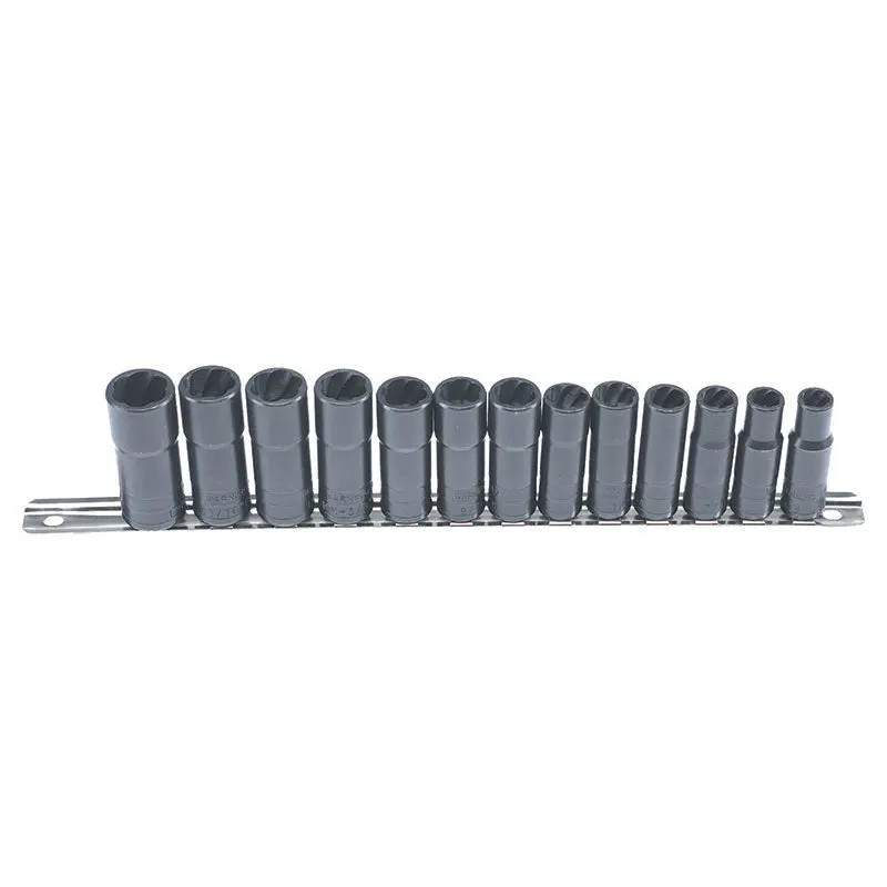 3/8” Drive (Deep Well) 13 Piece Twist Socket Damaged Fastener Removal System 1