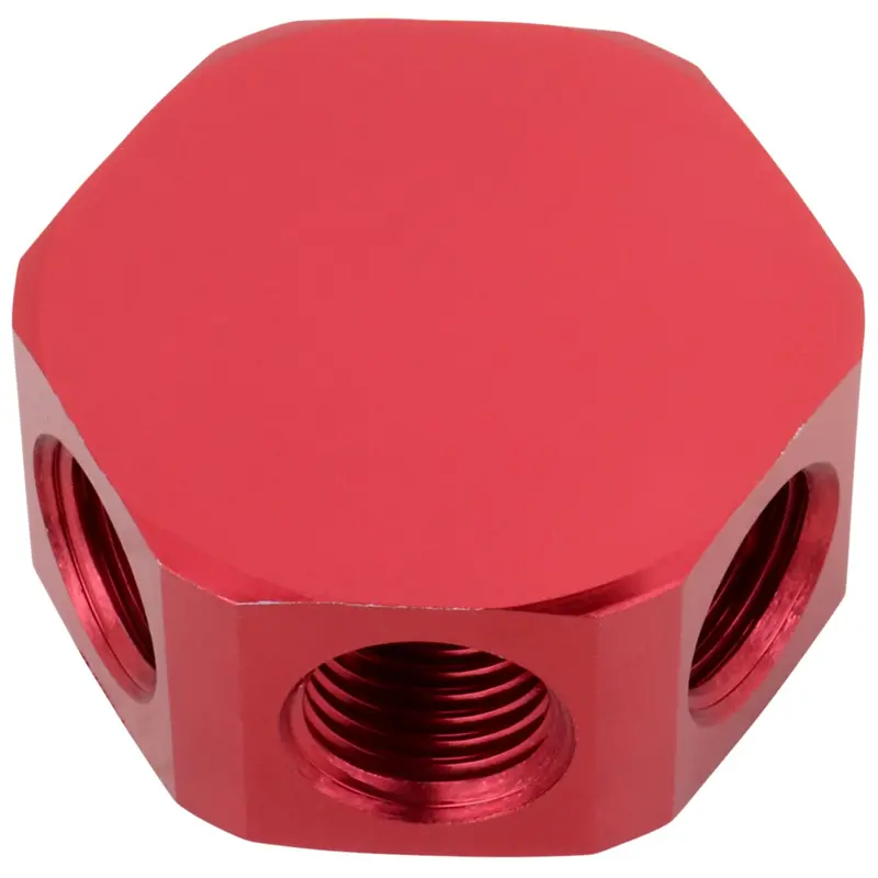 3-Way Air Manifold, 3/8" Fnpt Inlet/Outlet Aluminum Industrial Flat Hex Air Line Splitter 1