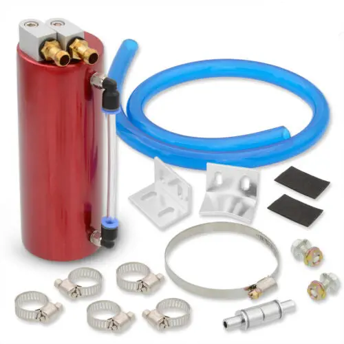 350Ml Round Cylinder Red Aluminum Oil Catch Can + An10 Fittings + Indicator Tube 1
