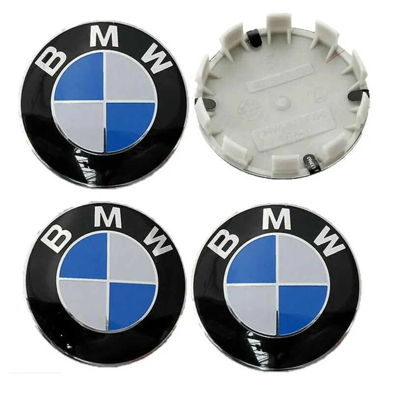 4X Cache Moyeu Jante Centre De Roue Enjoliveur Bleu Bmw 68Mm 1
