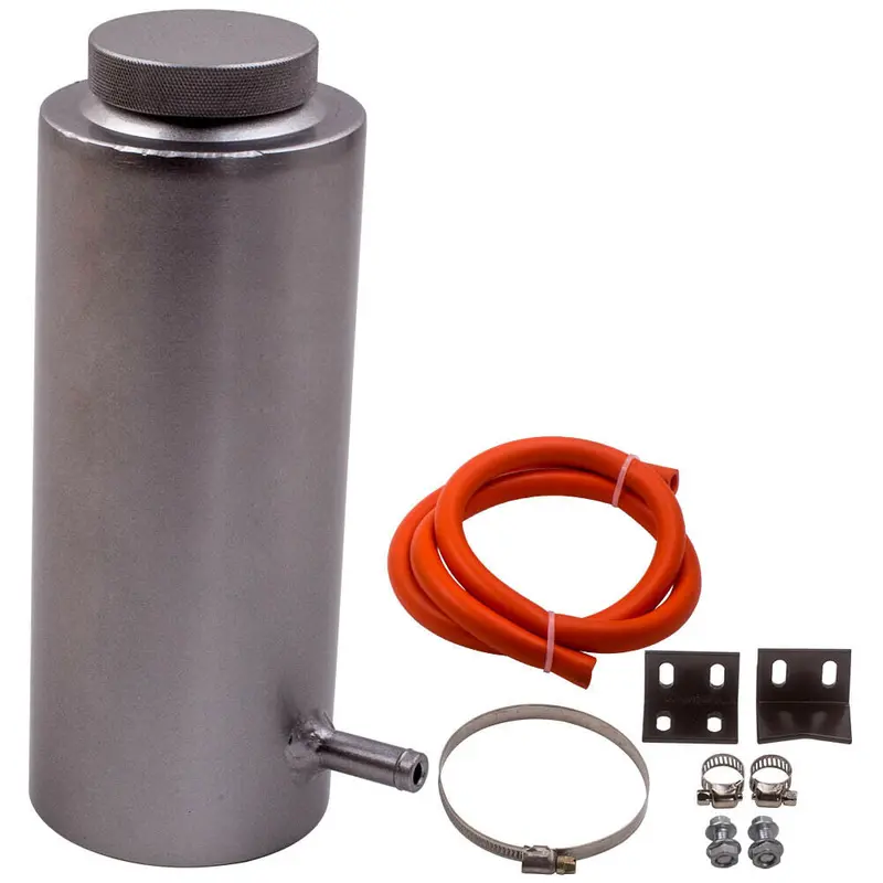 800Ml Aluminum Radiator Coolant Oil Catch Can Tank Overflow Reservoir Sliver New 1