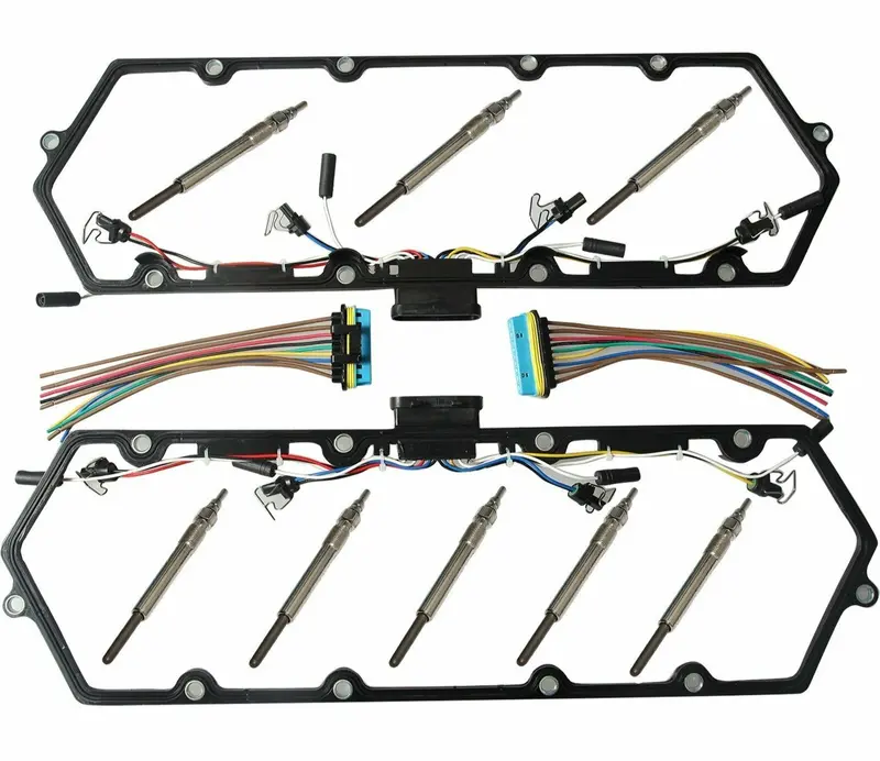 97-03 Ford 7.3L Powerstroke Diesel Glow Plug Set-Gaskets Harnesses 8 Plugs 1