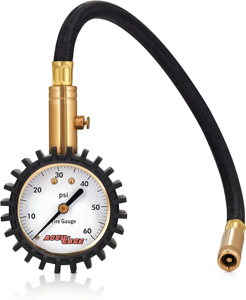 Accu-Gage Rh60x Professional Tire Pressure Gauge With Protective Rubber Guard (60 Psi),Straight Chuck 1