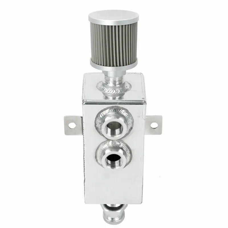Aluminum Oil Catch Can Reservoir Tank + Breather Filter Baffled 10An Fitting 1