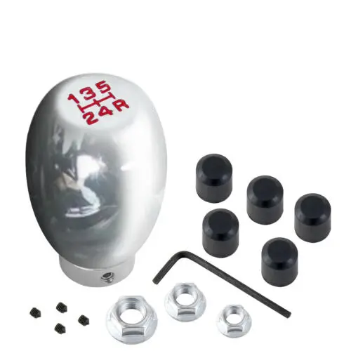 Chrome Universal Shift Knob 5 Speed Transmission Red Lettering Shifter M/T 1