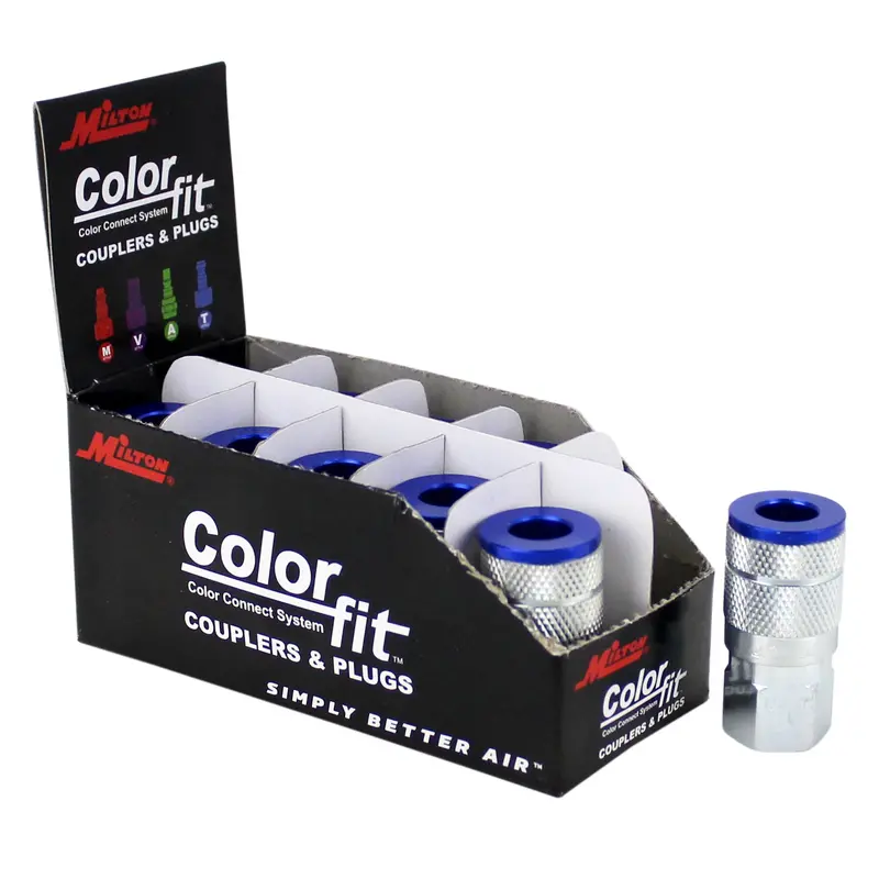 Colorfit® Couplers (T-Style, Blue) - 1/4" Npt Female (Box Of 10) 1