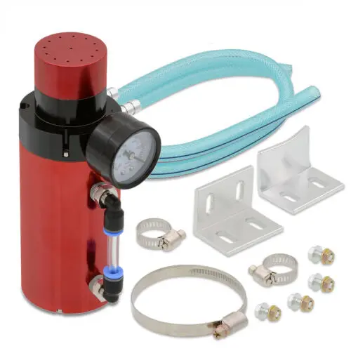 For Chevy Motor Oil Gas Liquid Blow Back By-Pass Catch Can Billet Tank Kit Red 1