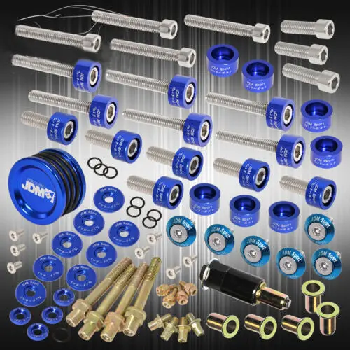 For Honda Acura Cap/Cup/Header/M8 Hex Fender/Valve Cover Washers+Cam Seal Blue 1