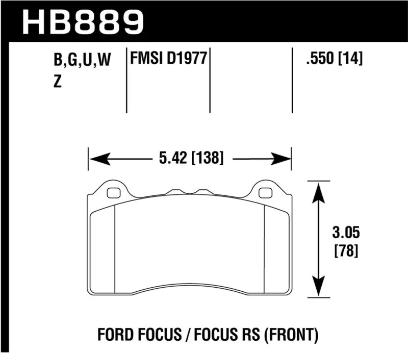 Hawk 2017 Ford Focus Hps 5.0 Front Brake Pads 1