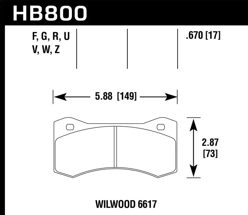 Hawk Willwood 6617 Caliper Dtc-70 Race Brake Pads 1