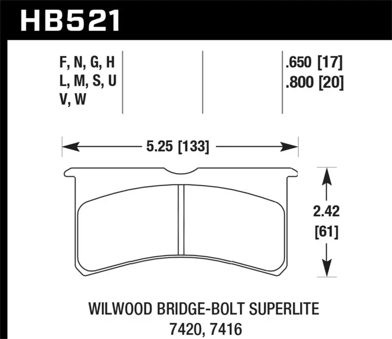 Hawk Wilwood Superlite 4/6 Forged Thin Race Dtc-70 Brake Pads 1
