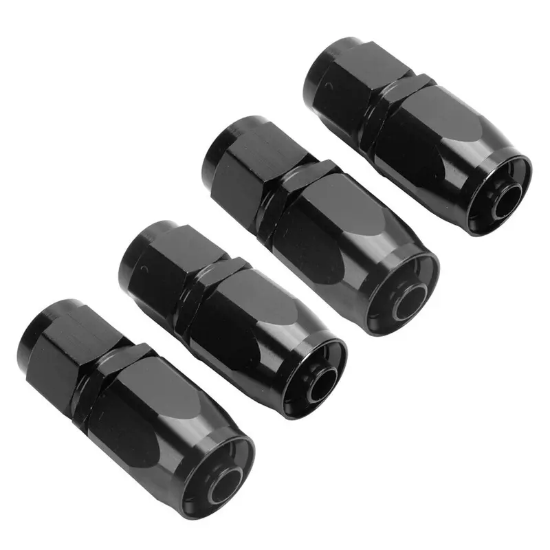 Hiwowsport 4Pcs 10An An10 -10An Black Straight Swivel Fuel Oil Hose End Fittings 1