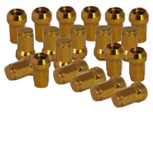 M12x1.5Mm 20Pc Steel Wheel Rims Acorn Closed End Lug Nuts Gold W/ Key For Honda 1