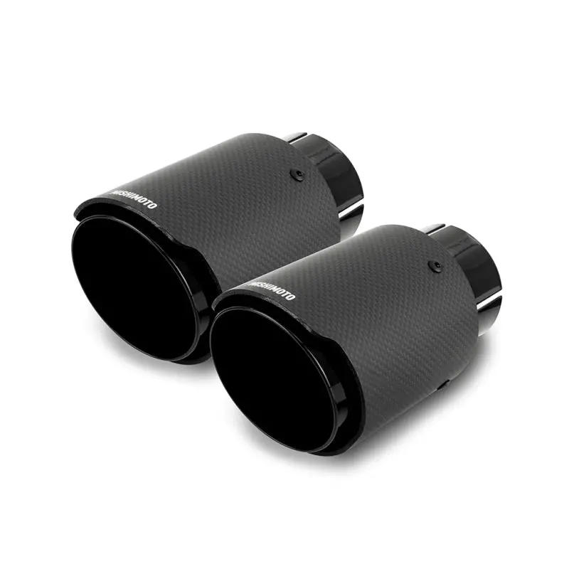 Mishimoto 2X Carbon Fiber Muffler Tip 2.5In Inlet 3.5In Outlet Black 1