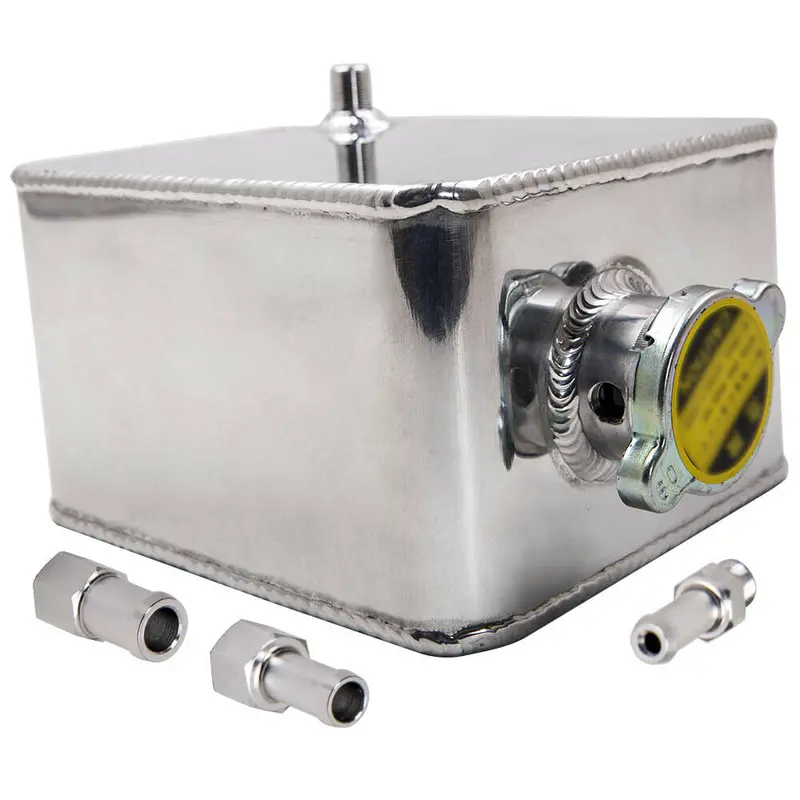New 2.5L Polished Universal Aluminum Coolant Radiator Overflow Water Tank 2500Ml 1