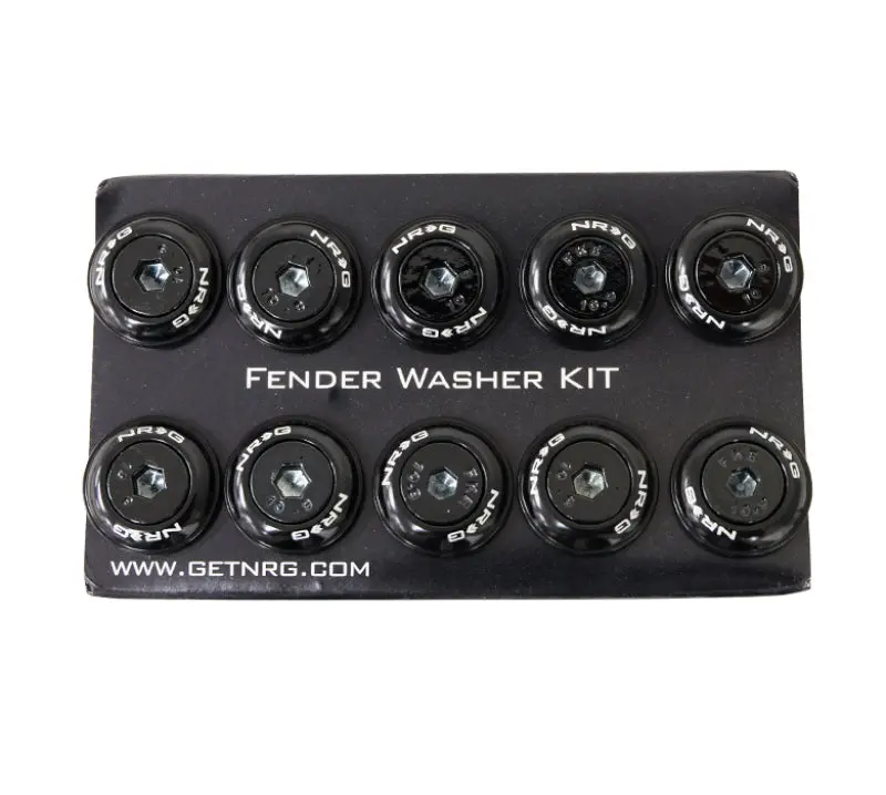 Nrg Fender Washer Kit W/Color Matched M6 Bolt Rivets For Plastic (Black) - Set Of 10 1