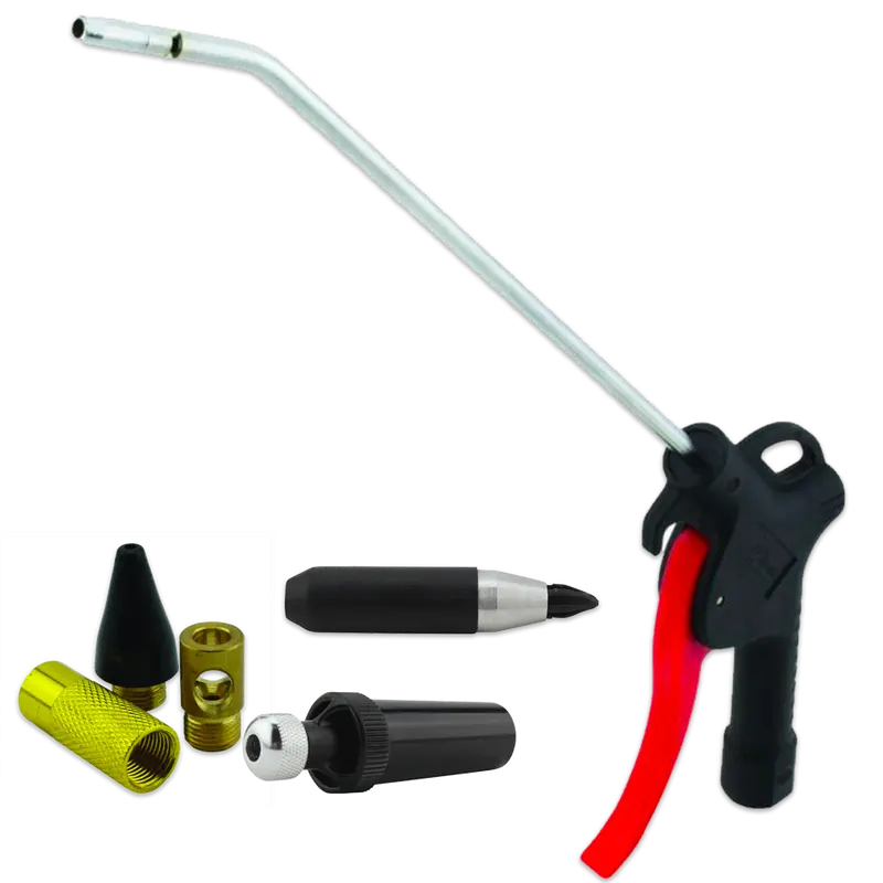 Pistol Grip Blow Gun, 10" Extended Reach + Starter Accessory Kit, 90 Max Psi 1