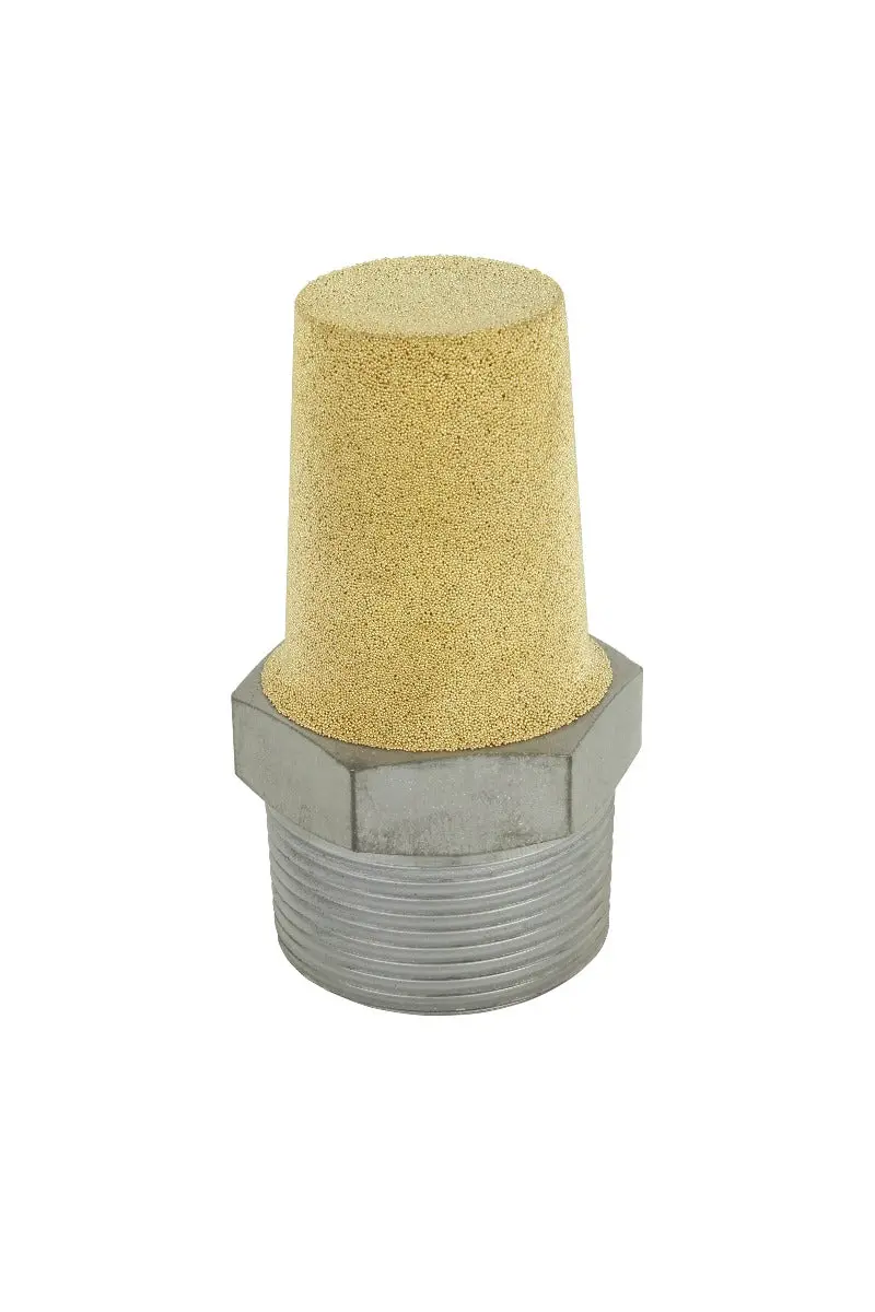 Pneumatic Exhaust Muffler, 1 1/4” Mnpt 40 Micron Sintered Bronze Silencer/Diffuse Air & Noise Reducer - Box Of 25 1