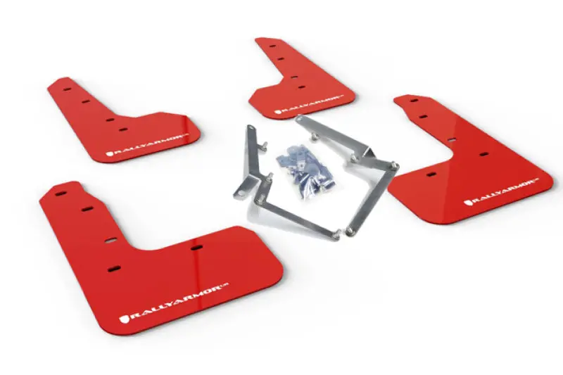 Rally Armor 17-21 Honda Civic Sport & Touring (Hatch) Red Ur Mud Flap W/ White Logo 1