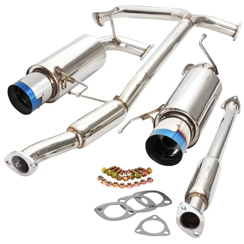 Stainless Dual Catback Exhaust 65Mm 4.5" Burnt Tip For 1998-2002 Honda Accord V6 1