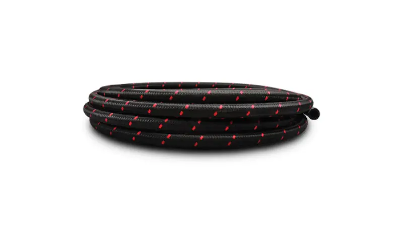 Vibrant -10 An Two-Tone Black/Red Nylon Braided Flex Hose (5 Foot Roll) 1