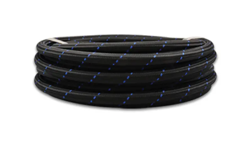 Vibrant -12 An Two-Tone Black/Blue Nylon Braided Flex Hose (5 Foot Roll) 1