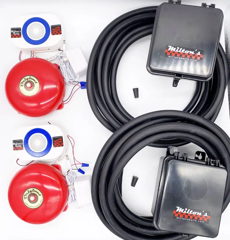 Wireless Driveway Alarm Kit – Dual Driveway Monitoring With 2 Transmitters, 2 Chimes, And 2 "Original" Bells™ 1