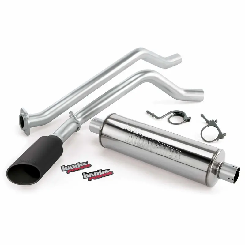 Banks Power Monster Exhaust System – Single Side-Exit With Black Stainless Tip For 2010 Chevrolet Silverado 5.3L Ccsb Ffv 1