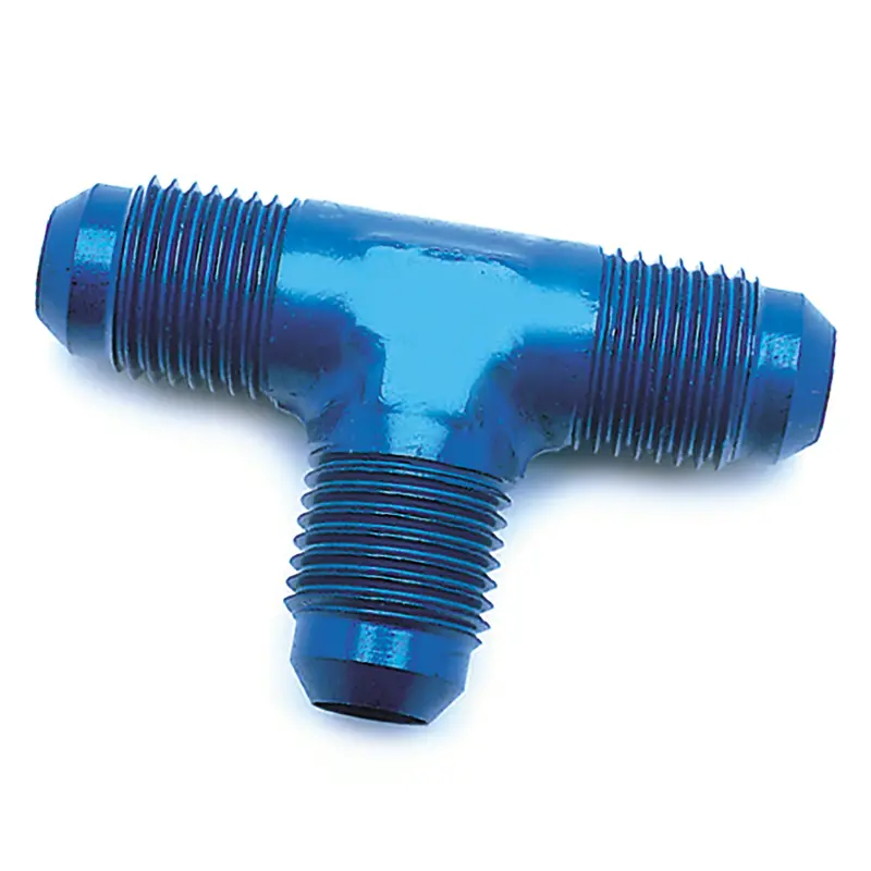 Speedfx 560324 180° -3An Aluminum Flare Fitting Tee – Anodized Blue 1