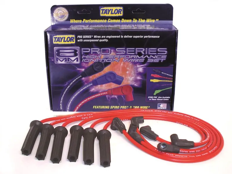 Taylor Cable 72206 Red 8Mm Spiro-Pro Ignition Wire Set With 180° Plug Boots 1
